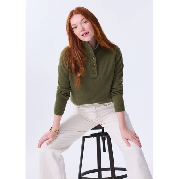 Alice Walk Women's The Cashmere Getaway Sweater Size L Olive Green Knit Casual - Picture 2 of 7